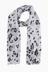 Ruby 67 Raya Grey Leopard Print Scarf