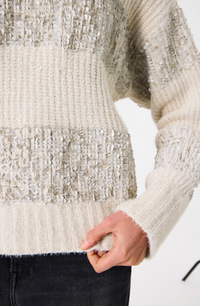 Garcia Sand Cream Sequin Stripe Supersoft Knit