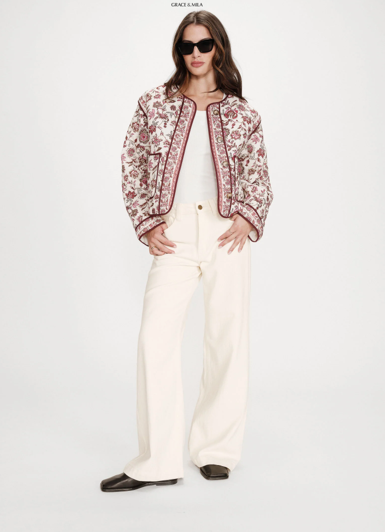 Grace & Mila Vahina Fleur Printed Quilted Jacket