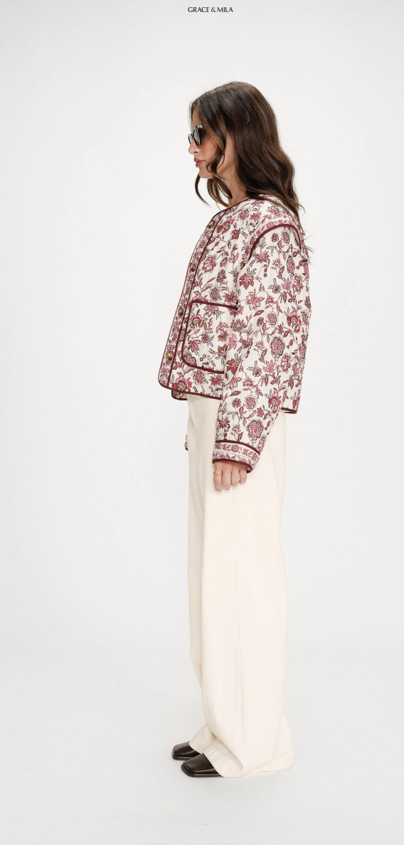 Grace & Mila Vahina Fleur Printed Quilted Jacket
