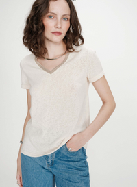 Grace & Mila Vasco Almond Lurex V-Neck T-Shirt