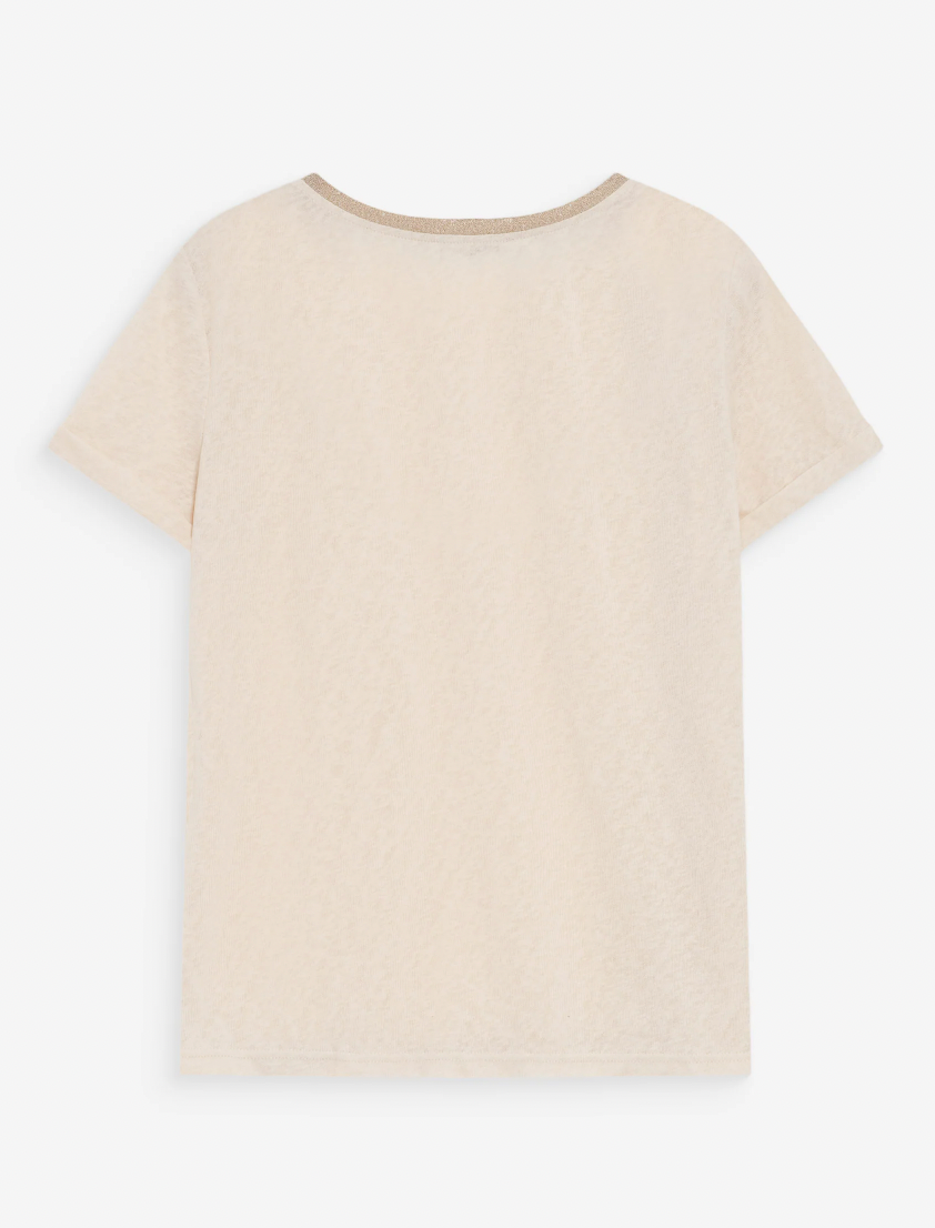 Grace & Mila Vasco Almond Lurex V-Neck T-Shirt