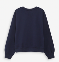 Grace & Mila Vonan Marine Blue Button Ruched Sweatshirt