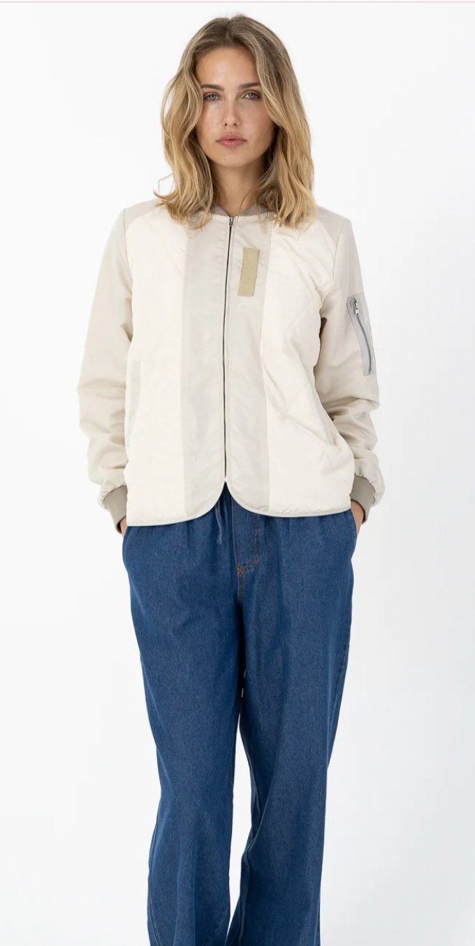 Coster Copenhagen Pearl Cream Quilted Bomber Jacket