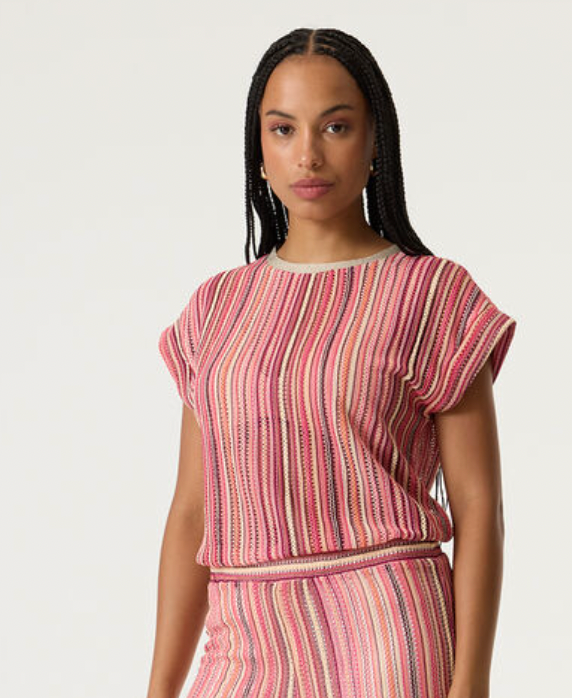 Garcia Coral Crush Patterned Knitted T-Shirt, Q260006