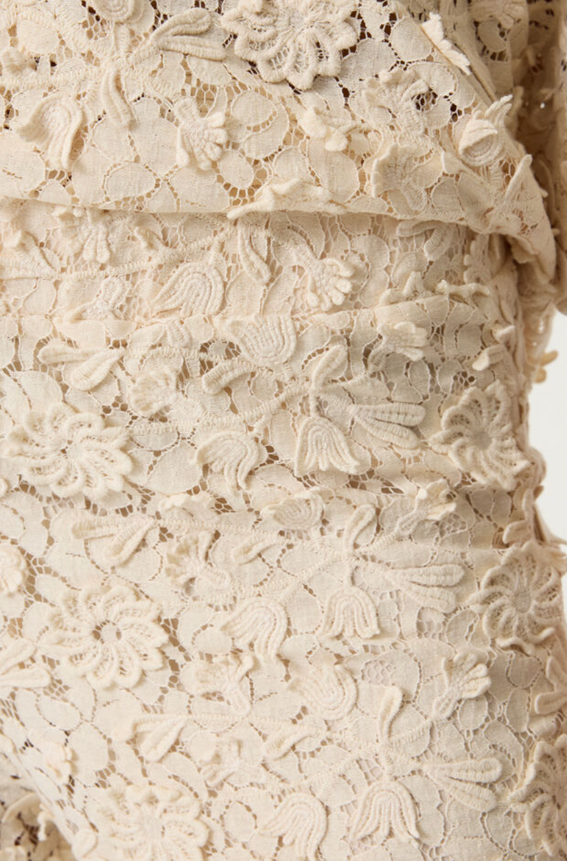 Garcia Cream Lace Embroidered Wide Leg Trousers, Q260117