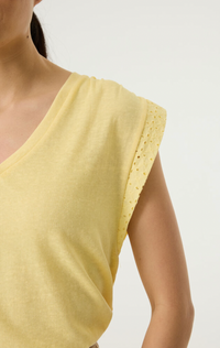 Garcia Lush Lemon V-Neck Embroidered T-Shirt, Q260007