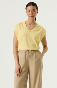 Garcia Lush Lemon V-Neck Embroidered T-Shirt, Q260007