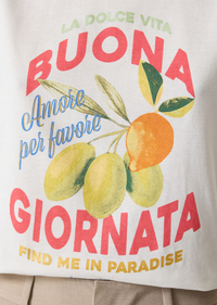 Garcia Off White Logo 'La Dolce Vita' T-Shirt, Q260005