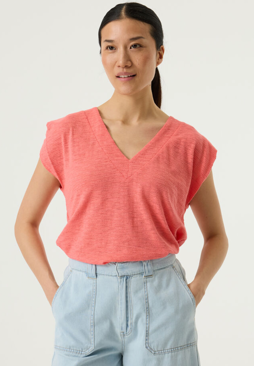 Garcia Coral Crush Textured V-Neck T-Shirt, Q260004