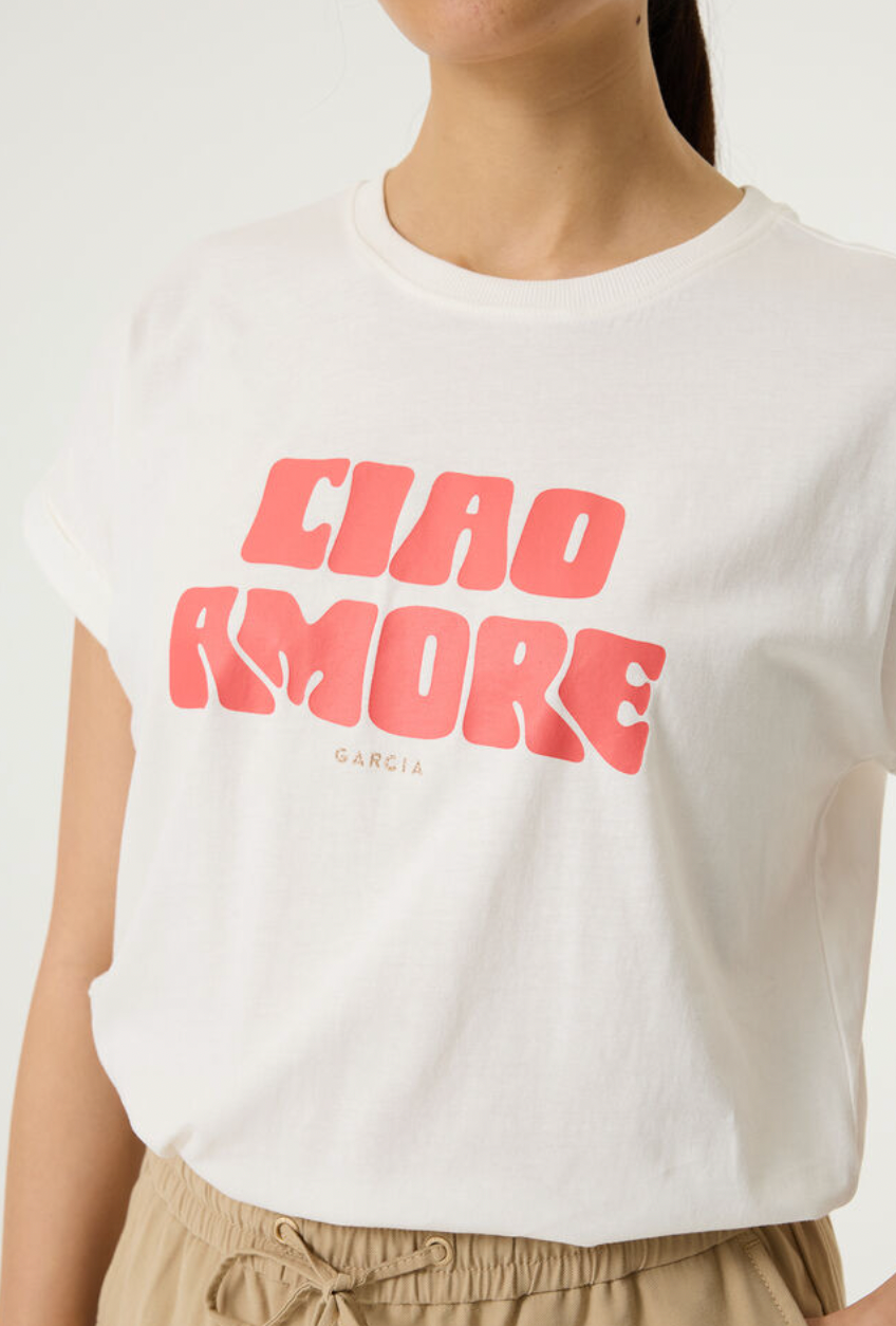 Garcia Off White Ultimate Basic 'Ciao Amore' T-Shirt