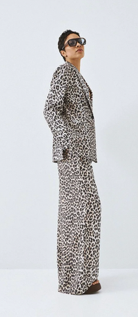 Access Fashion Leopard Print Single Breasted Blazer with Button Detailing, 63-1055