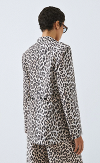 Access Fashion Leopard Print Single Breasted Blazer with Button Detailing, 63-1055
