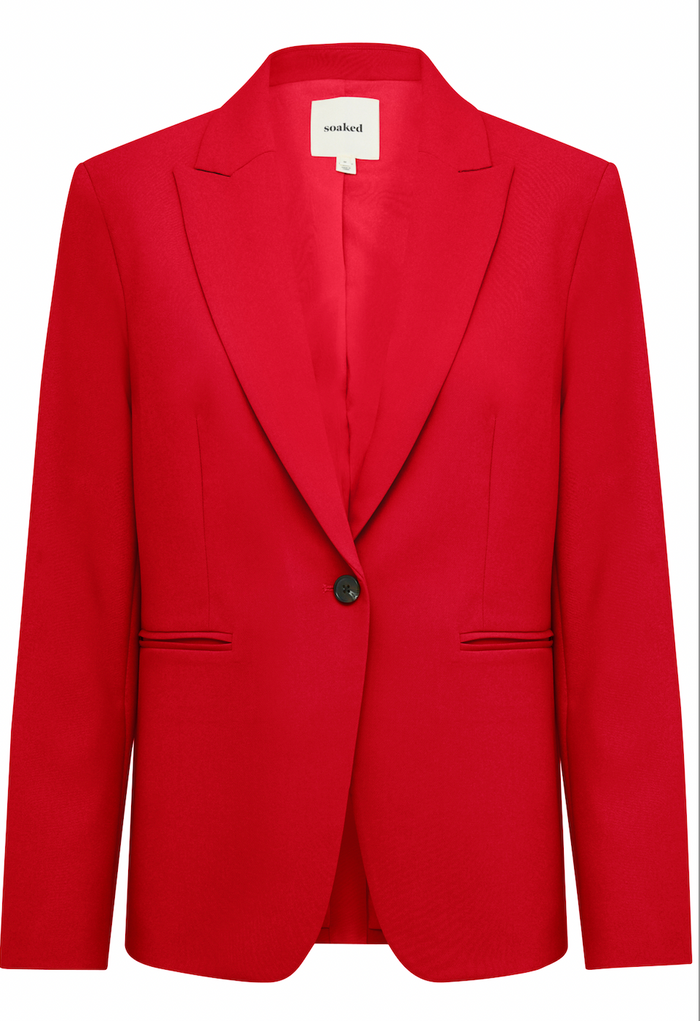 Soaked in Luxury Corinne Salsa Red Single Breasted Blazer, 30407532