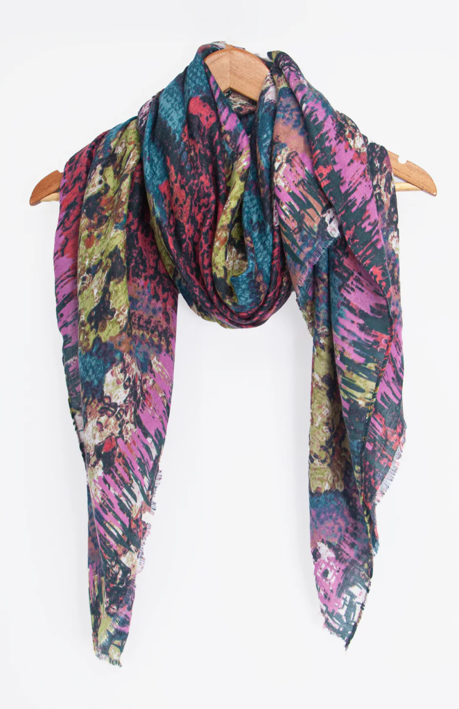 Ruby 67 Niomi Pink Painted Floral Print Scarf