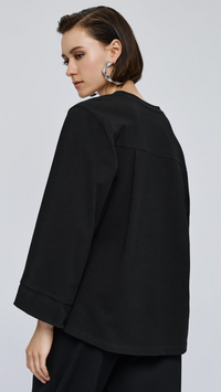 Access Fashion Black Top with Lace Trim