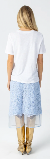 Coster Copenhagen Ultimate Basic White T-Shirt with Beaded Pearl Heart Patch