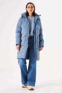 Garcia Ultimate Iconic Slate Blue Puffa Coat with Fur Lined Hood, GJ400906