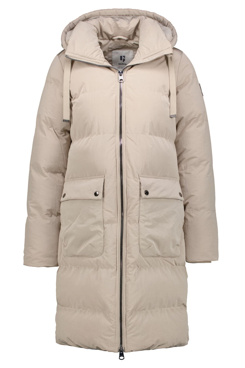 Garcia Ultimate Iconic Sandstone Puffa Coat with Fur Lined Hood, GJ400906