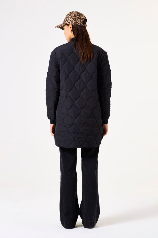 Garcia Black Quilted Bomber Jacket with Button Detailing