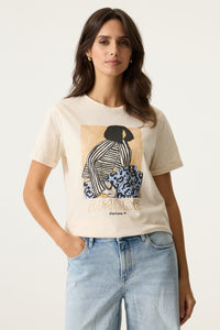 Garcia Cream Printed Front T-Shirt, O260006