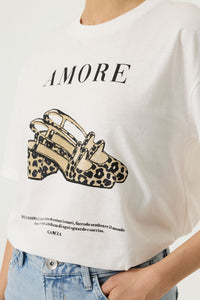 Garcia White Leopard Shoe Printed Logo T-Shirt