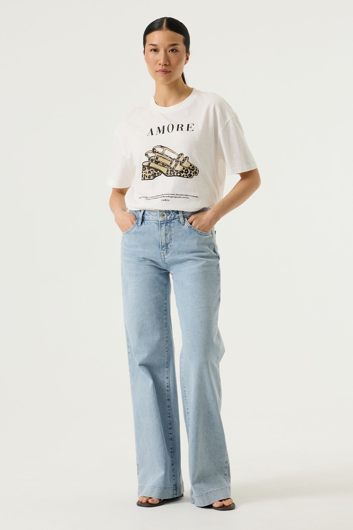 Garcia White Leopard Shoe Printed Logo T-Shirt