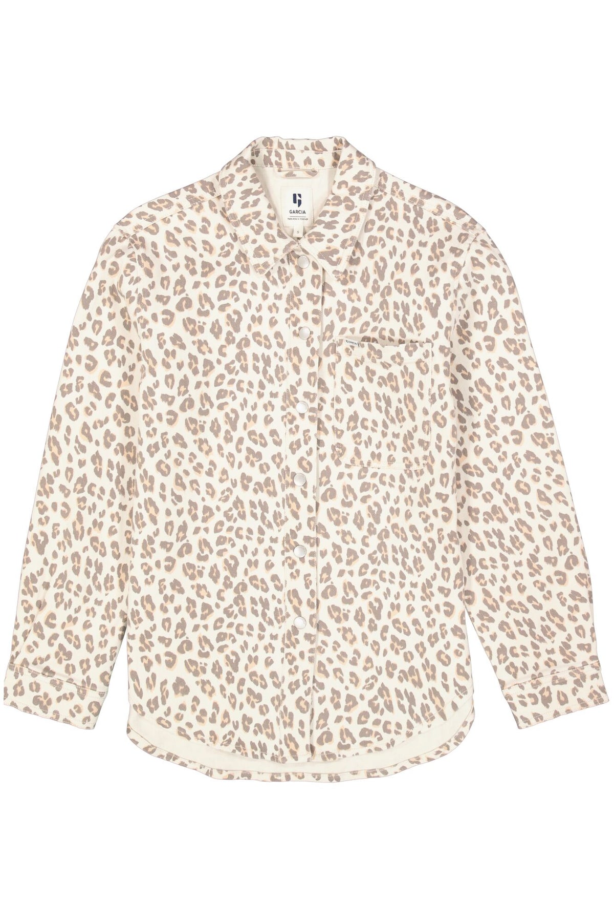 Garcia Beige Leopard Print Longline Shirt Jacket, P260293