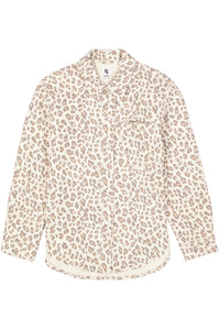 Garcia Beige Leopard Print Longline Shirt Jacket, P260293