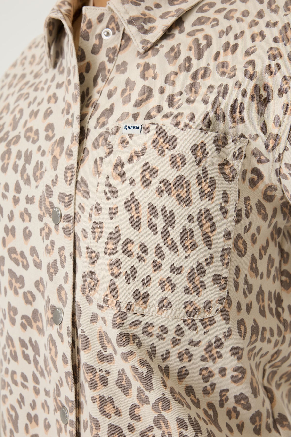 Garcia Beige Leopard Print Longline Shirt Jacket, P260293