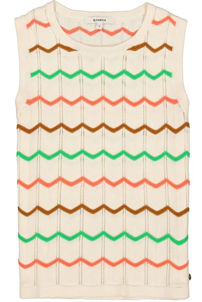 Garcia Whitecap Cream Knitted Sleeveless Top, P40241