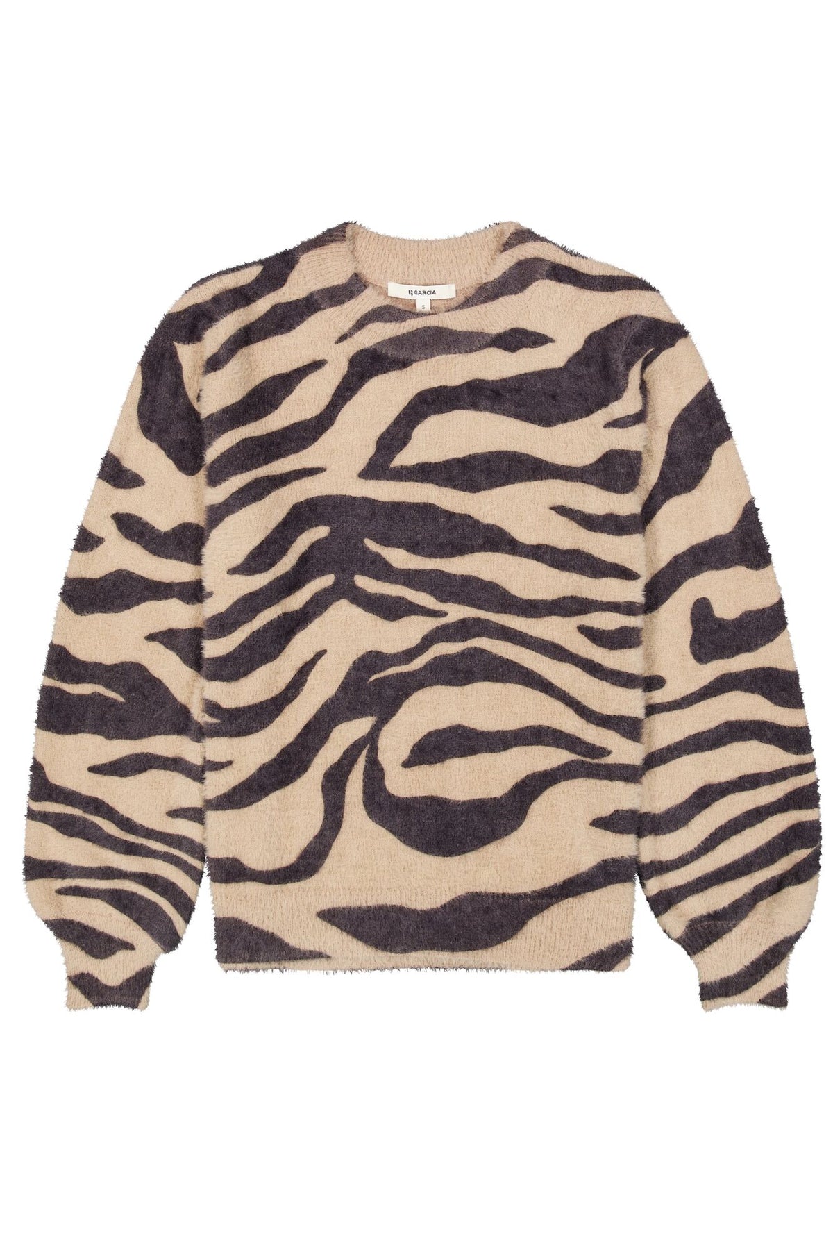 Garcia Black/Stone Taupe Zebra Print Furry Knit