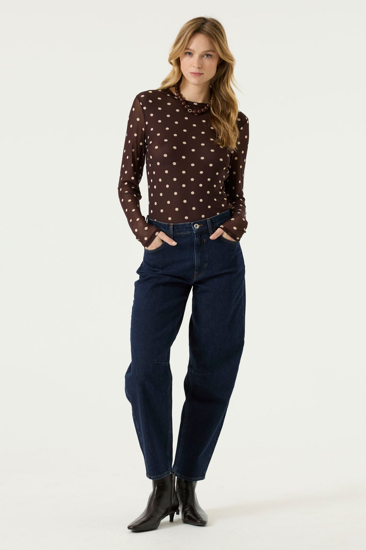 Garcia Hazel Bloom Polka Dot Mesh Long Sleeve Top, U260011