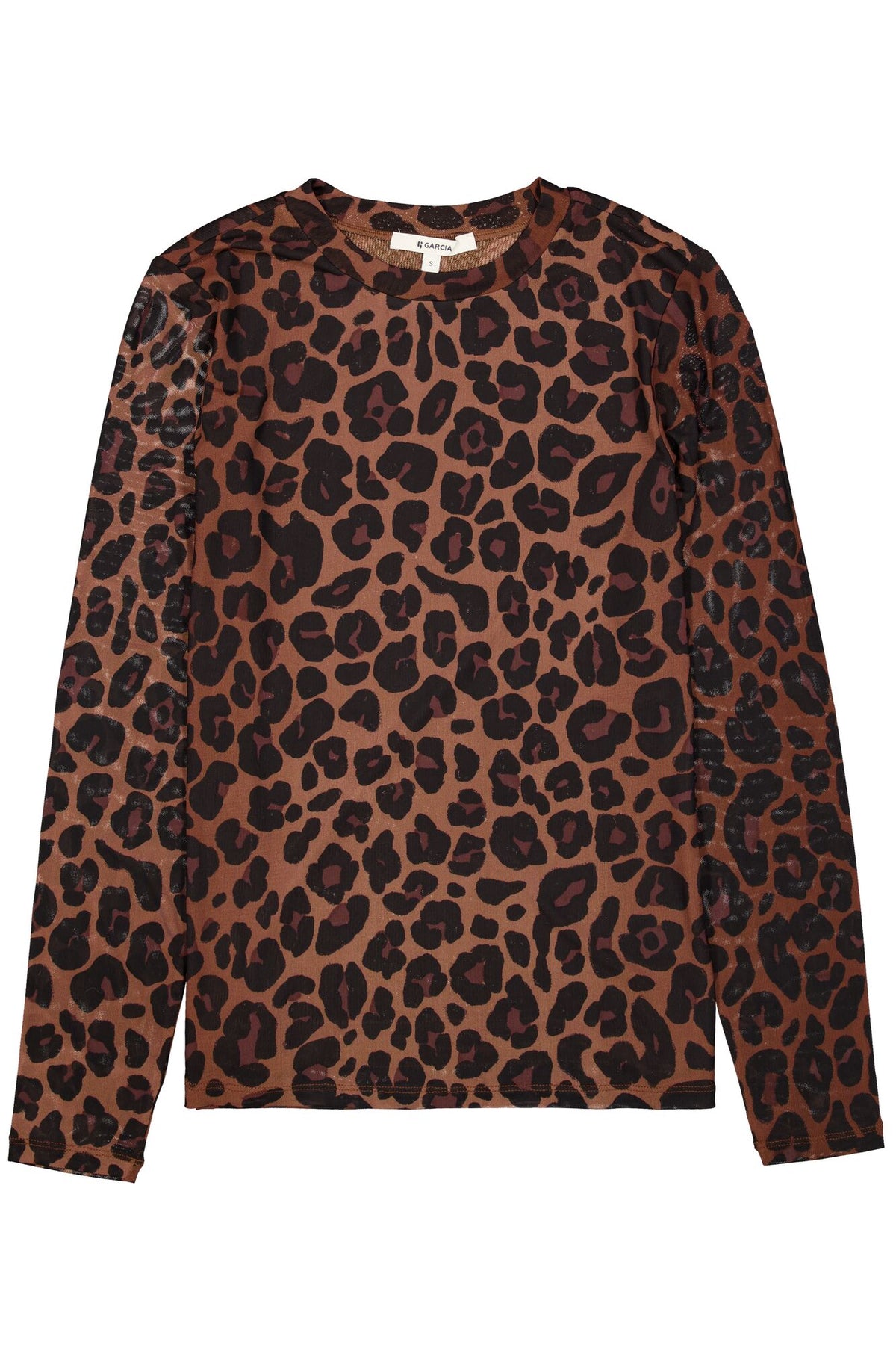 Garcia Black Leopard Mesh Long Sleeve Top, U260011