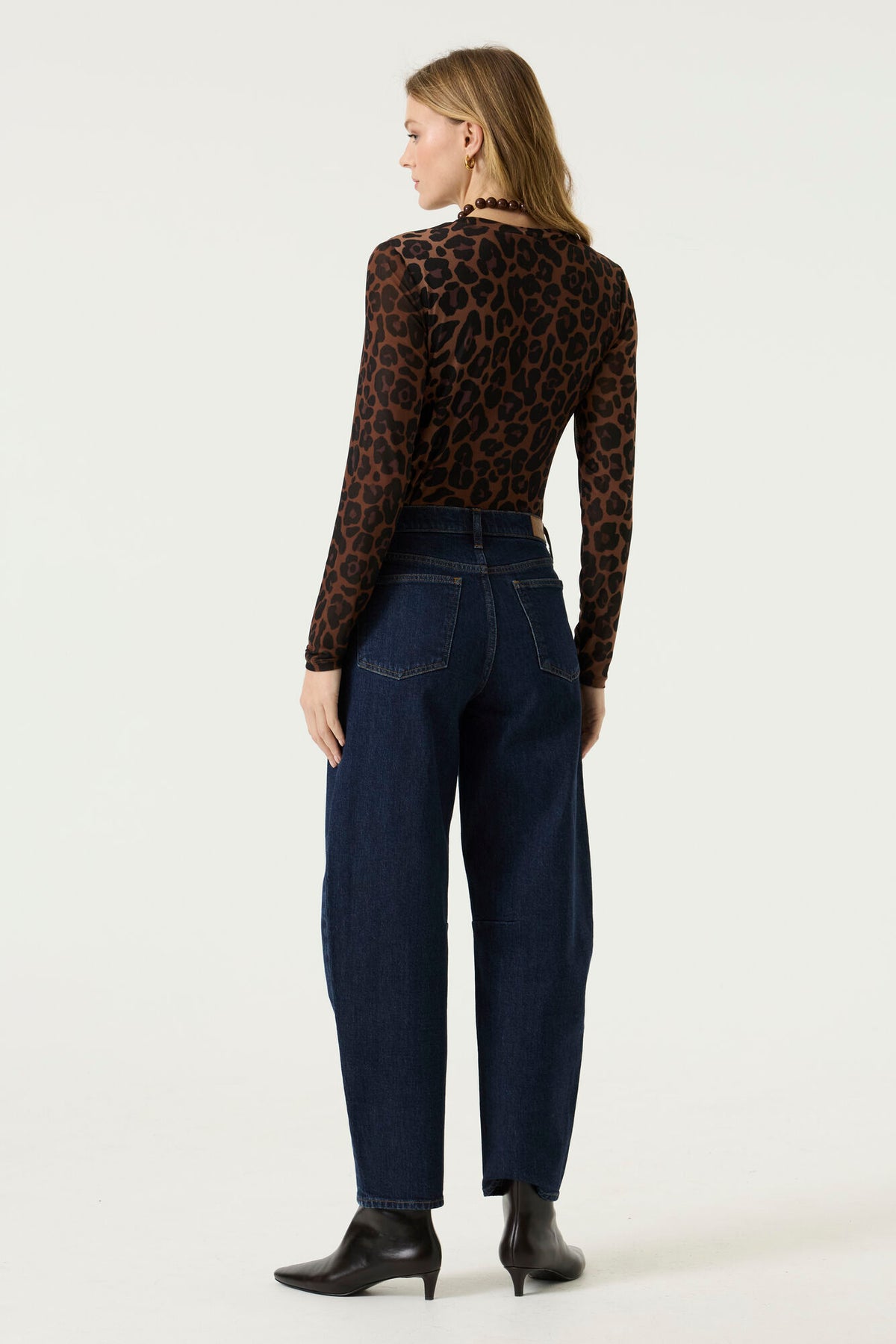Garcia Black Leopard Mesh Long Sleeve Top, U260011
