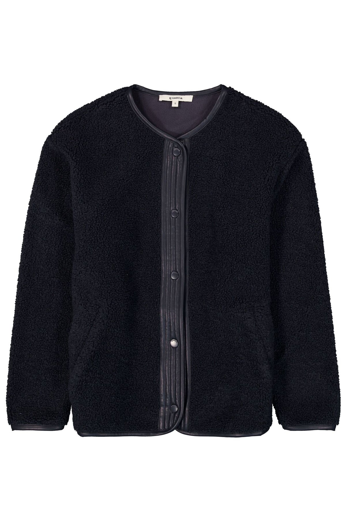 Garcia Sapphire Mist Teddy Jacket with Faux Leather Trim, U260091
