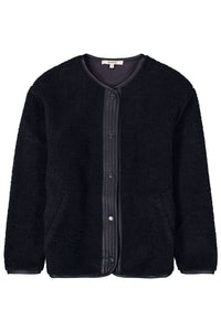 Garcia Sapphire Mist Teddy Jacket with Faux Leather Trim, U260091