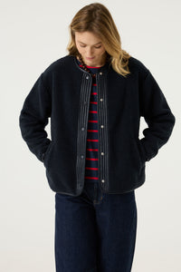 Garcia Sapphire Mist Teddy Jacket with Faux Leather Trim, U260091