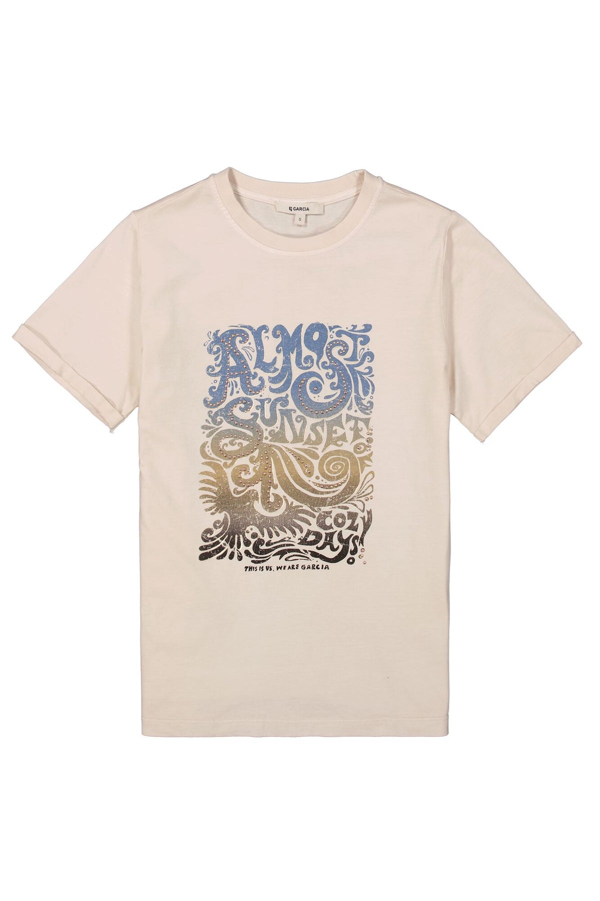 Garcia Cream Logo Print T-Shirt, U40001