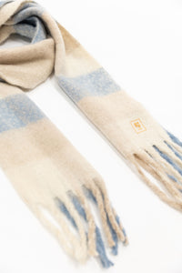 Garcia Faded Denim Supersoft Knitted Check Scarf, U40135