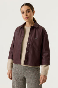 Garcia Bordeaux Faux Leather Shirt Jacket,  V260292