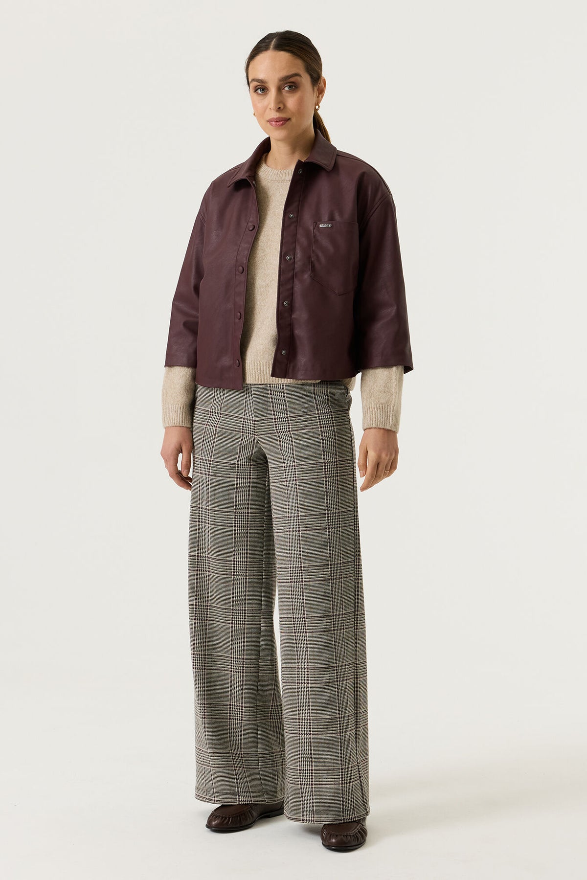 Garcia Bordeaux Faux Leather Shirt Jacket,  V260292