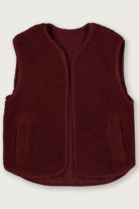 Garcia Rosewood Burgundy Reversible Teddy Fleece Gilet, V260295