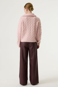 Garcia Rosewood Burgundy Faux Leather Wide Leg Trousers, V260313