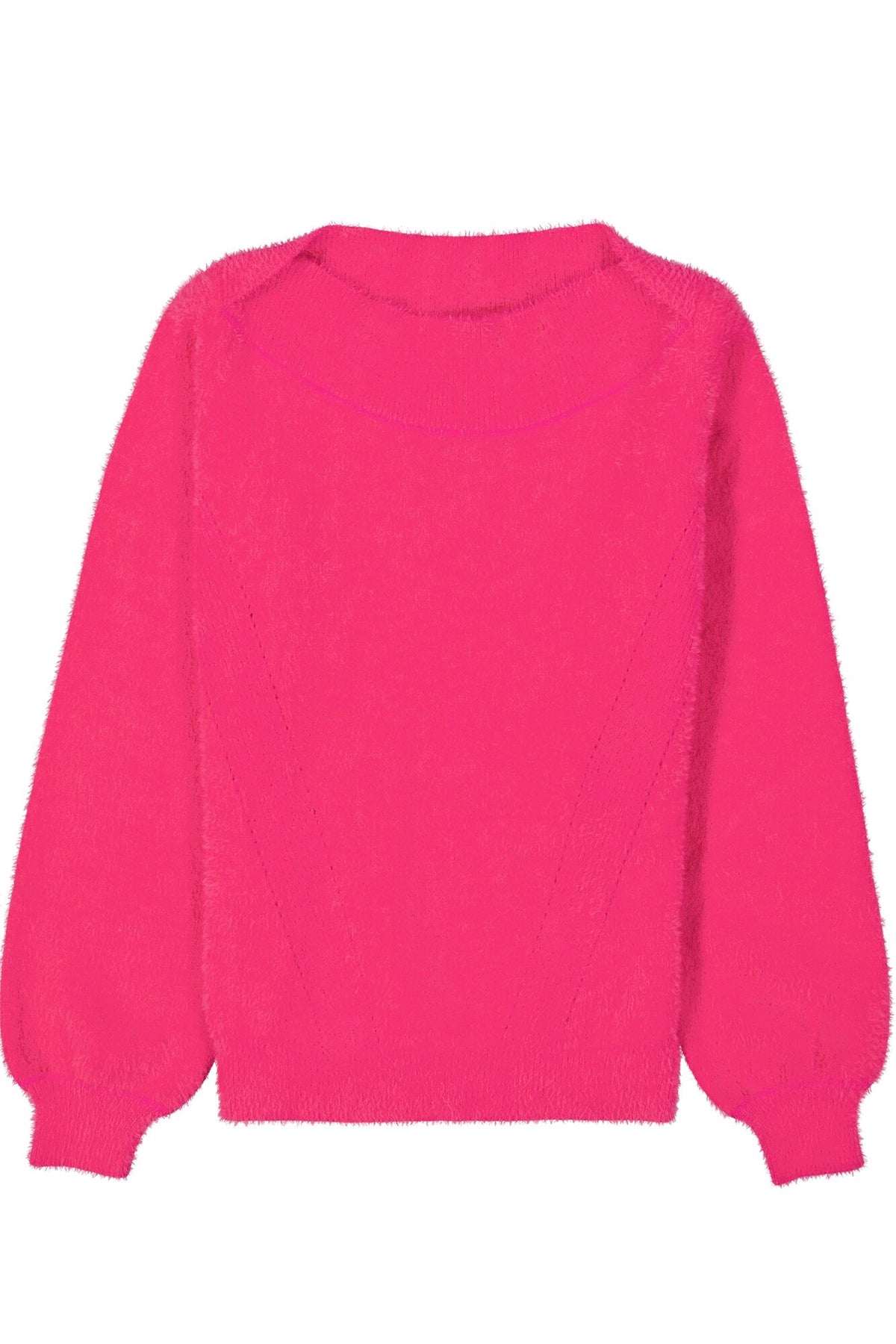 Garcia Bright Rose Pink Knitted Fluffy Boat Neckline Jumper, V40254