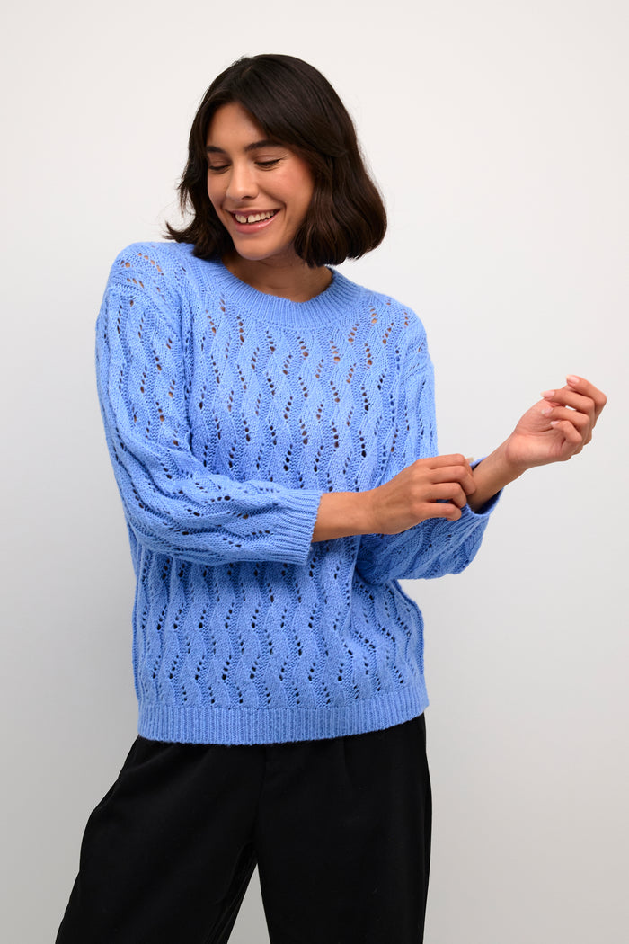 Kaffe Kalena Vista Blue Supersoft Knit Pullover