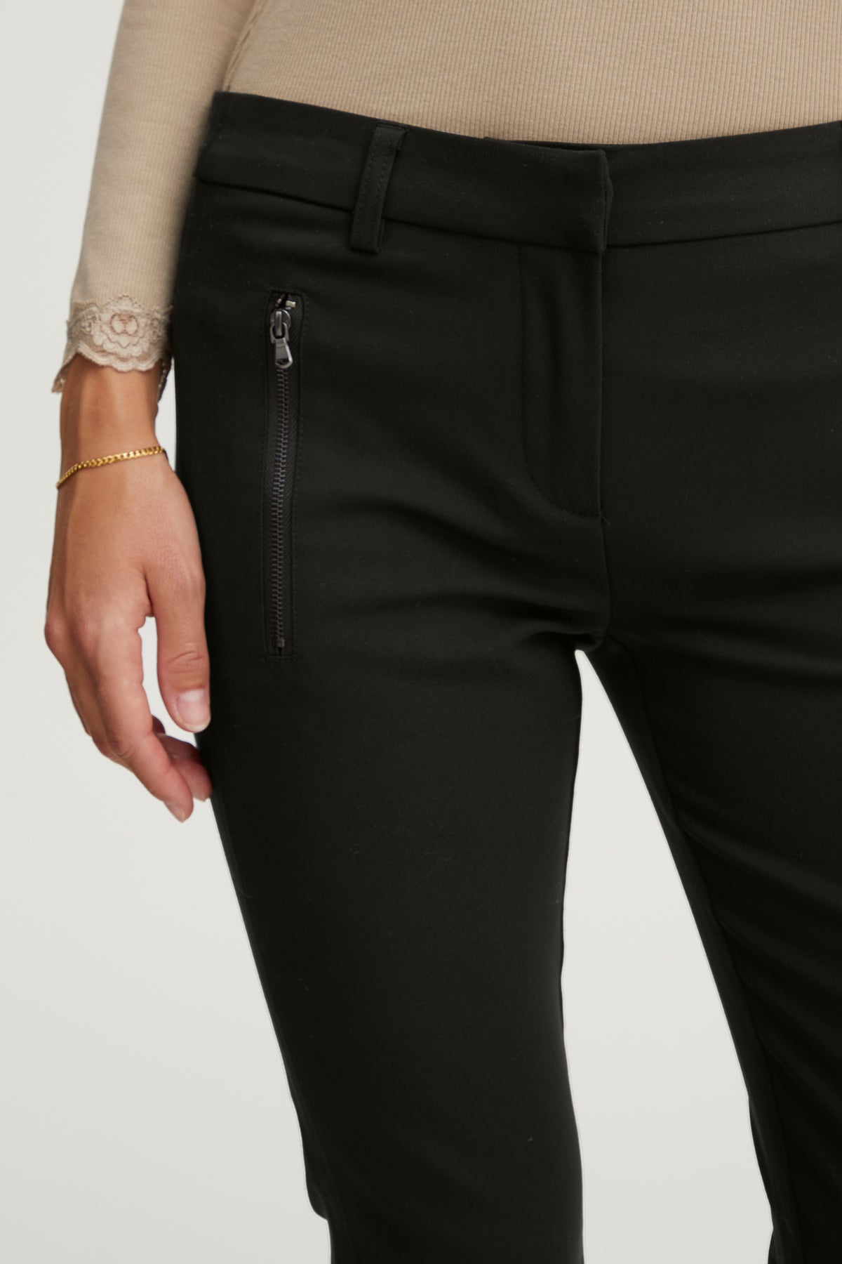 Fransa Zapant Black Cigarette Style Trousers, 20603400