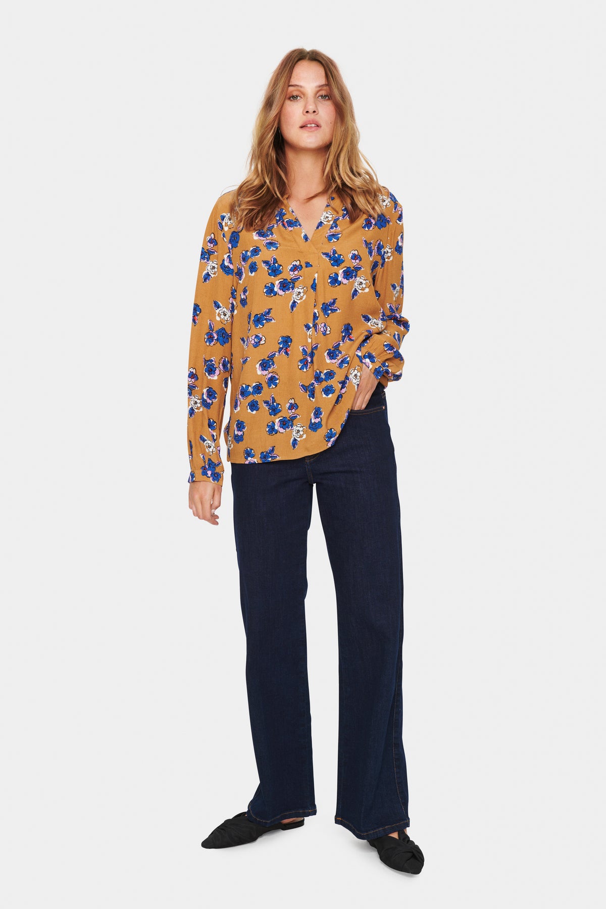 Saint Tropez Agnes Dijon Painterly Floral Long Sleeve Blouse, 30510728