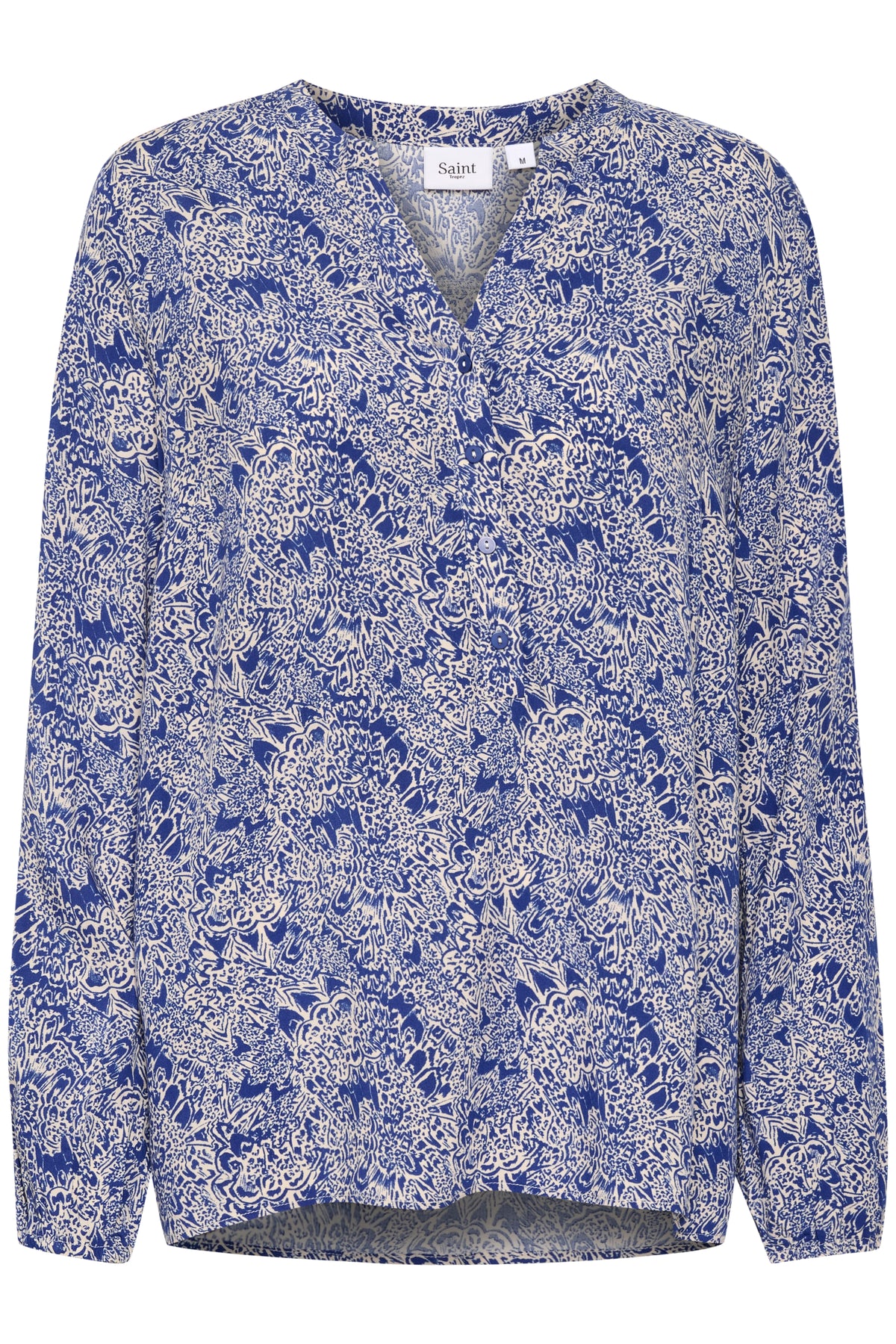 Saint Tropez Eda Surf Blue Peacock Stroke Print Blouse, 30511901