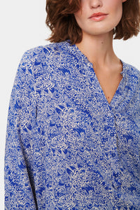 Saint Tropez Eda Surf Blue Peacock Stroke Print Blouse, 30511901